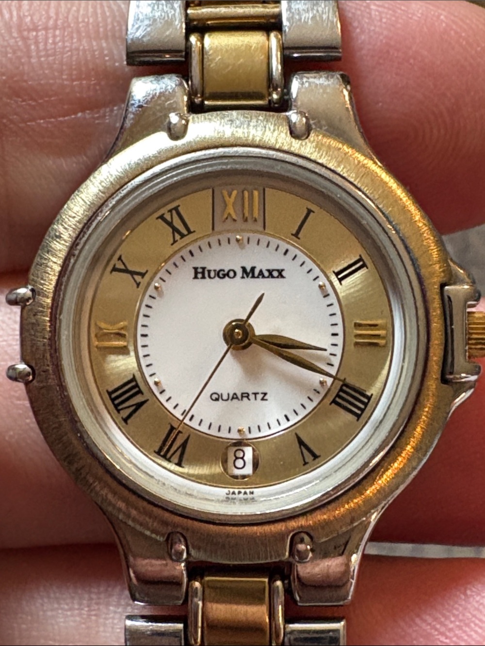 Vintage Hugo Maxx 18gp Two-Tone Gold and Silver Quartz Watch